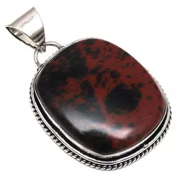 Подвеска из красного дерева, обсидиана, драгоценного камня, серебряное украшение ручной работы, 1,75 дюйма