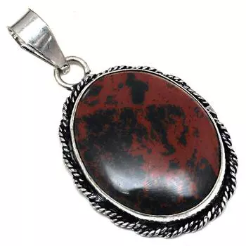 Подвеска из красного дерева, обсидиана, драгоценного камня, серебряное украшение ручной работы, 2 дюйма