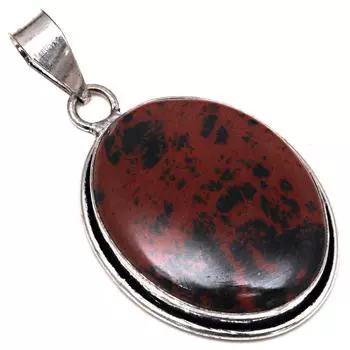 Подвеска из красного дерева, обсидиана, драгоценного камня, серебряное украшение ручной работы, 2 дюйма