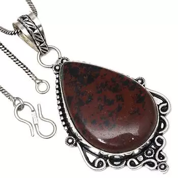 Подвеска из красного дерева, обсидиана, драгоценного камня, подарок на день святого Валентина, серебряное украшение 2,5 дюйма