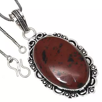 Подвеска из красного дерева, обсидиана, драгоценного камня, подарок на день святого Валентина, серебряное украшение 2,5 дюйма