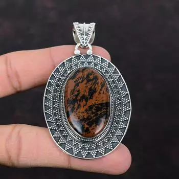 Подвеска из красного дерева с обсидианом, подвеска ручной работы, свадебные украшения, подвеска из стерлингового серебра 925 пробы, подвеска из настоящего драгоценного камня, подарок для женщин, винтажные подвески