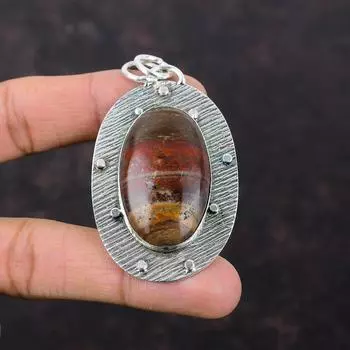 Подвеска из красного змеиного яшма из стерлингового серебра 925 пробы, подвеска из настоящего драгоценного камня, ювелирные изделия ручной работы, уникальный стиль, подвеска, подарок для жены, серебряные украшения