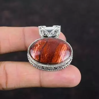 Подвеска из красной змеиной яшмы, подвеска из драгоценного камня, винтажная подвеска, подвеска из стерлингового серебра 925 пробы, потрясающие ювелирные изделия, подвеска ручной работы, подарки для матери