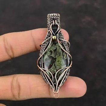 Подвеска из кровавого камня дракона, медная проволока, кулон с драгоценным камнем, кулон ручной работы, медная проволока, ювелирные изделия, кулон с камнем, подарок для матери