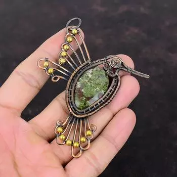 Подвеска из кровавого камня дракона, ювелирные изделия из медной проволоки, кулон с драгоценным камнем, ювелирные изделия в виде птицы, кулон ручной работы, кулон из медной проволоки, подарок для нее