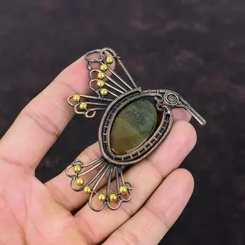 Подвеска из кровавого камня, медная проволока, кулон, кулон ручной работы, ювелирные изделия из кровавого камня, драгоценный камень, птица, кулон, медная проволока, ювелирный подарок для женщин