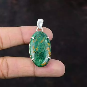 Подвеска из куприта и хризоколлы Ювелирные изделия ручной работы Подвеска из стерлингового серебра 925 пробы Элегантные украшения Уникальная подвеска из драгоценного камня Подарок для него Изысканная подвеска
