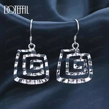 Подвеска из квадратной металлической проволоки из стерлингового серебра 925 пробы с серьгами для пирсинга, модные свадебные украшения 3.80*2.10cm