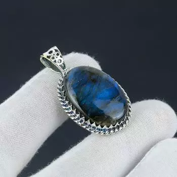 Подвеска из лабрадорита Blue Fire, драгоценный камень из лабрадорита, ювелирная подвеска из стерлингового серебра 925 пробы ручной работы для женских подарков, ювелирные изделия из драгоценных камней для нее 1.96 синий