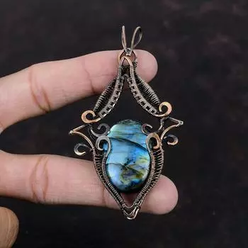 Подвеска из лабрадорита, кулон в медной проволоке, замечательные ювелирные изделия из драгоценных камней, кулон ручной работы, ювелирные изделия из медной проволоки, достойный кулон для подарка