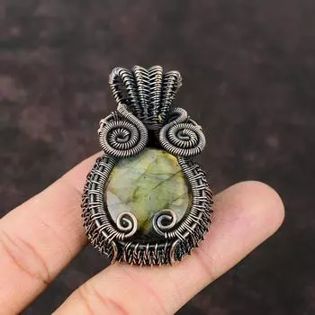 Подвеска из лабрадорита, медная проволока, обернутая подвеска, дизайнерские ювелирные изделия ручной работы, подвеска из лабрадорита, драгоценный камень, подарок для матери, ювелирные изделия из чистой меди