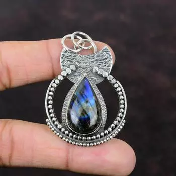 Подвеска из лабрадорита, оригинальная подвеска из драгоценного камня, подвеска из стерлингового серебра 925 пробы, исцеляющий камень ручной работы, ювелирный подарок для жены, подвеска новейшего дизайна