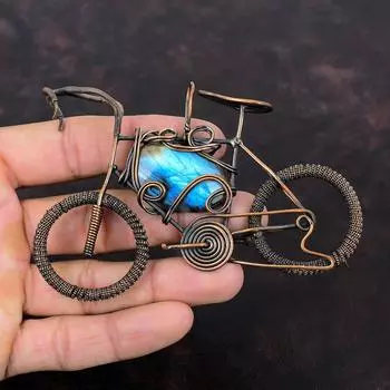 Подвеска из лабрадорита, подвеска из медной проволоки, античная подвеска-цикл, медная ювелирная подвеска ручной работы для нее, подвеска с драгоценным камнем, подарок для него