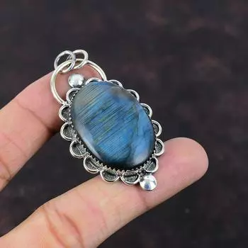 Подвеска из лабрадорита, подвеска из стерлингового серебра 925 пробы, подвеска из настоящего драгоценного камня, новинка ручной работы, серебряная подвеска из лабрадорита, ювелирные изделия, подарок на помолвку