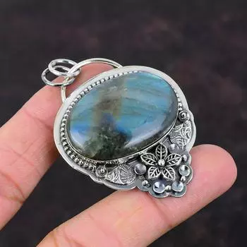 Подвеска из лабрадорита ручной работы, новейший дизайн ювелирных изделий, подвеска из стерлингового серебра 925 пробы, подвеска из драгоценного камня, серебряный ювелирный подарок для женщин, подвеска с цветком