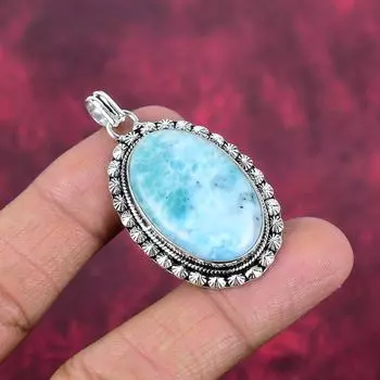 Подвеска из ларимара, ювелирное изделие из цельного серебра 925 пробы с драгоценными камнями, подвеска ручной работы, на День благодарения 1.84 Inches синий