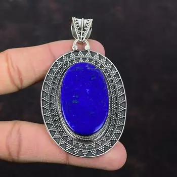 Подвеска из лазурита, этнические украшения ручной работы, подвеска из стерлингового серебра 925 пробы, удивительные ювелирные изделия из драгоценных камней, винтажная подвеска, подарок на помолвку для невесты