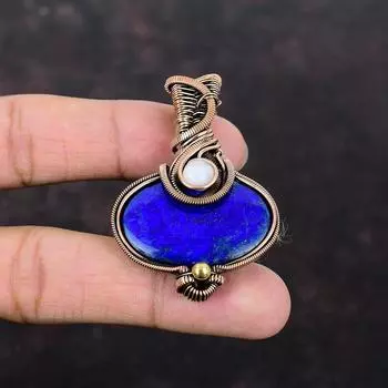 Подвеска из лазурита с драгоценным камнем, медная проволока, обернутая подвеска, Радуга, ювелирные изделия из лунного камня, подвеска ручной работы, медная проволока, ювелирное изделие, подарок для него
