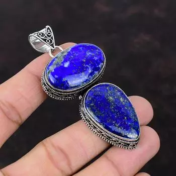 Подвеска из лазурита, стерлингового серебра 925 пробы, подвеска из драгоценного камня, винтажный кулон из лазурита, ювелирные изделия, подарок на годовщину, новые подвески ручной работы