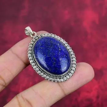 Подвеска из лазурита, ювелирное изделие ручной работы из драгоценных камней, кулон из цельного серебра 925 пробы, уникальный дизайн ювелирного украшения 2.08 Inches синий