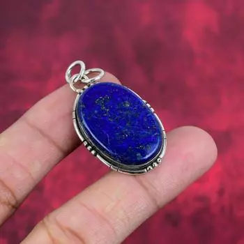 Подвеска из лазурита, ювелирное изделие ручной работы из драгоценных камней, кулон из цельного серебра 925 пробы, уникальный дизайн ювелирного украшения 1.77 Inches синий