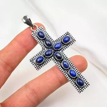 Подвеска из лазурита, ювелирное изделие ручной работы из драгоценных камней, кулон из цельного серебра 925 пробы, уникальный дизайн ювелирного украшения 3.14 Inches синий