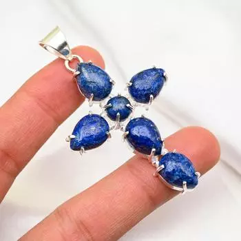 Подвеска из лазурита, ювелирное изделие ручной работы из драгоценных камней, кулон из цельного серебра 925 пробы, уникальный дизайн ювелирного украшения .75 Inches синий