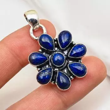 Подвеска из лазурита, ювелирное изделие ручной работы из драгоценных камней, кулон из цельного серебра 925 пробы, уникальный дизайн ювелирного украшения 1.77 Inches синий