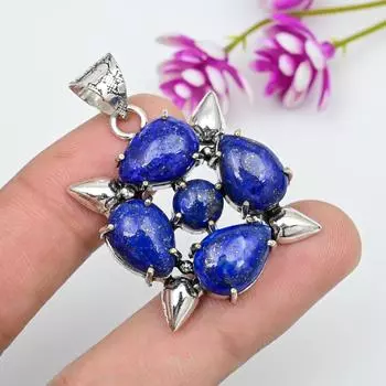 Подвеска из лазурита, ювелирное изделие ручной работы из драгоценных камней, кулон из цельного серебра 925 пробы, уникальный дизайн ювелирного украшения