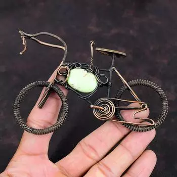 Подвеска из лимонного хризопраза, медная проволочная обертка, подвеска ручной работы в виде цикла, ювелирные изделия из драгоценных камней, совершенно новая подвеска, медная бижутерия, подарок для мамы