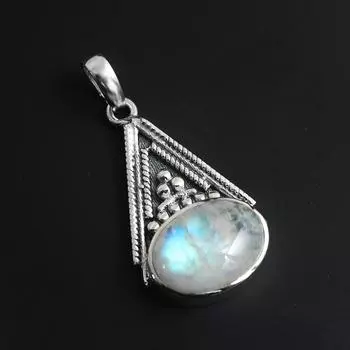 Подвеска из лунного камня, Подвеска из натурального драгоценного камня, Стерлинговое серебро 925 пробы, Ювелирные изделия из камня, Серебряные украшения белый