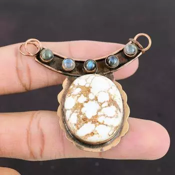 Подвеска из магнезита «Дикая лошадь» Подвеска из лабрадорита Медная подвеска Ювелирные изделия ручной работы из драгоценных камней Последний дизайн Подвеска Медные украшения Подарок для нее