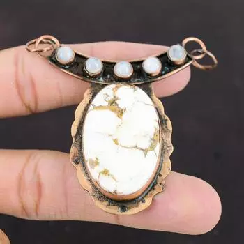 Подвеска из магнезита «Дикая лошадь» Радуга Подвеска из лунного камня Драгоценный камень Медный кулон Дизайнерские украшения Подвеска ручной работы Медные украшения Подарок для мамы