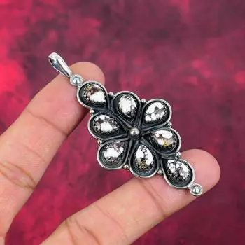 Подвеска из магнезита, подвеска из драгоценного камня ручной работы, подвеска из стерлингового серебра 925 пробы, антикварные ювелирные изделия, подвеска для подарка на помолвку 3.03 белый