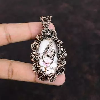 Подвеска из магнезита в виде дикой лошади, подвеска из медной проволоки, ювелирное изделие ручной работы, подвеска из драгоценного камня, медное ювелирное изделие в подарок для матери, подвеска из камня по рождению