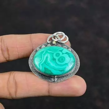 Подвеска из малахита, серебряная подвеска 925 пробы, высококачественный драгоценный камень, подвеска ручной работы, ювелирные изделия из малахита, подарки для нее, дизайнерская подвеска
