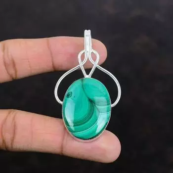 Подвеска из малахита, серебряная подвеска 925 пробы, изящная подвеска, подарок для мамы, подвеска ручной работы, ювелирные изделия из натурального малахита, серебряные ювелирные изделия