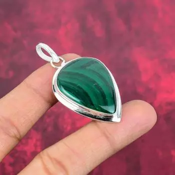 Подвеска из малахита, серебряная подвеска 925 пробы. Подарок для женщин, подвеска ручной работы, ювелирные изделия из драгоценных камней 2.36 Inches зелёный