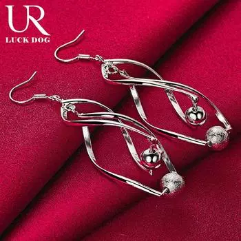 Подвеска из матового гладкого бисера из стерлингового серебра 925 пробы с серьгами для пирсинга, модные свадебные украшения 2.00*5.00cm