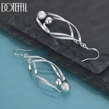 Подвеска из матового гладкого бисера из стерлингового серебра 925 пробы с серьгами для пирсинга, модные свадебные украшения 2.00*5.00cm