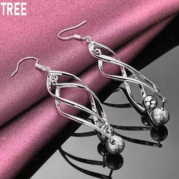 Подвеска из матового гладкого бисера из стерлингового серебра 925 пробы с серьгами для пирсинга, модные свадебные украшения 2.00*5.00cm