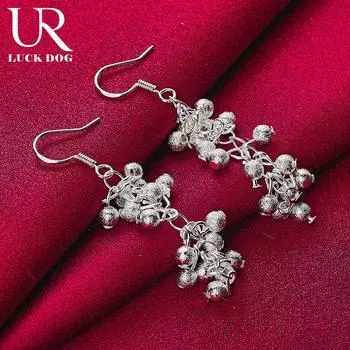 Подвеска из матового винограда из стерлингового серебра 925 пробы с серьгами для пирсинга, модные свадебные украшения 1.20*3.50cm