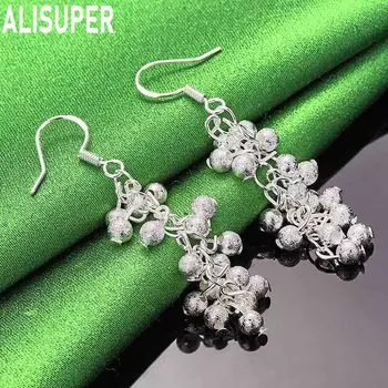 Подвеска из матового винограда из стерлингового серебра 925 пробы с серьгами для пирсинга, модные свадебные украшения 1.20*3.50cm