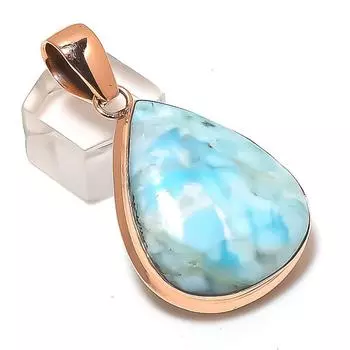 Подвеска из меди Natural Republic с драгоценным камнем Ларимар ручной работы 2,05 дюйма B8e06