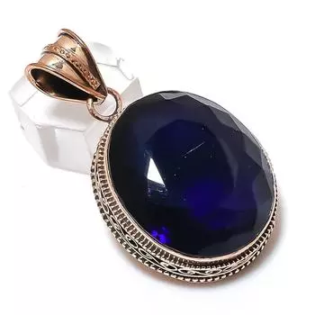 Подвеска из меди с драгоценным камнем London Blue Topaz, ручная работа, 1,97 дюйма, l0R70