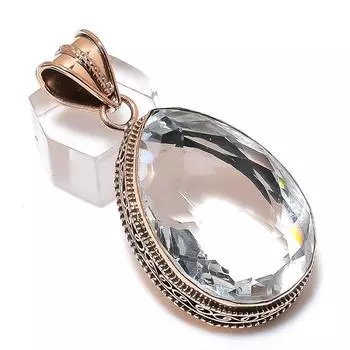 Подвеска из меди с натуральным белым топазом, ручная работа, 2,17 дюйма, t3K26