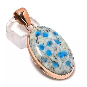 Подвеска из меди с натуральным драгоценным камнем K2 Blue Azurite 2,17 дюйма Q7w29
