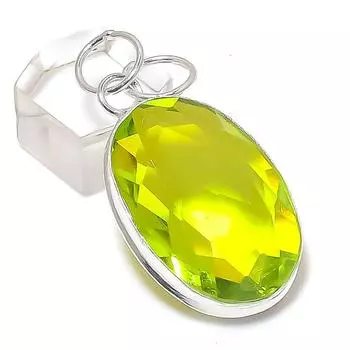 Подвеска из меди с натуральным драгоценным камнем перидот ручной работы 1,97 d3R46