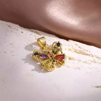 Подвеска из меди с золотым бриллиантом и бабочкой, опаловые ювелирные изделия, аксессуары для самостоятельного изготовления ожерелья, подвески, подвески